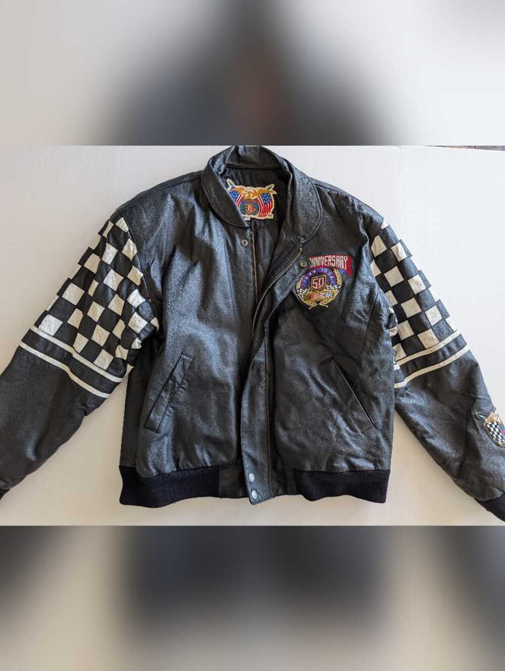 ​🏁 VTG Jeff Hamilton NASCAR 50th Anniversary Leather Racing Jacket - Picture 2 of 15